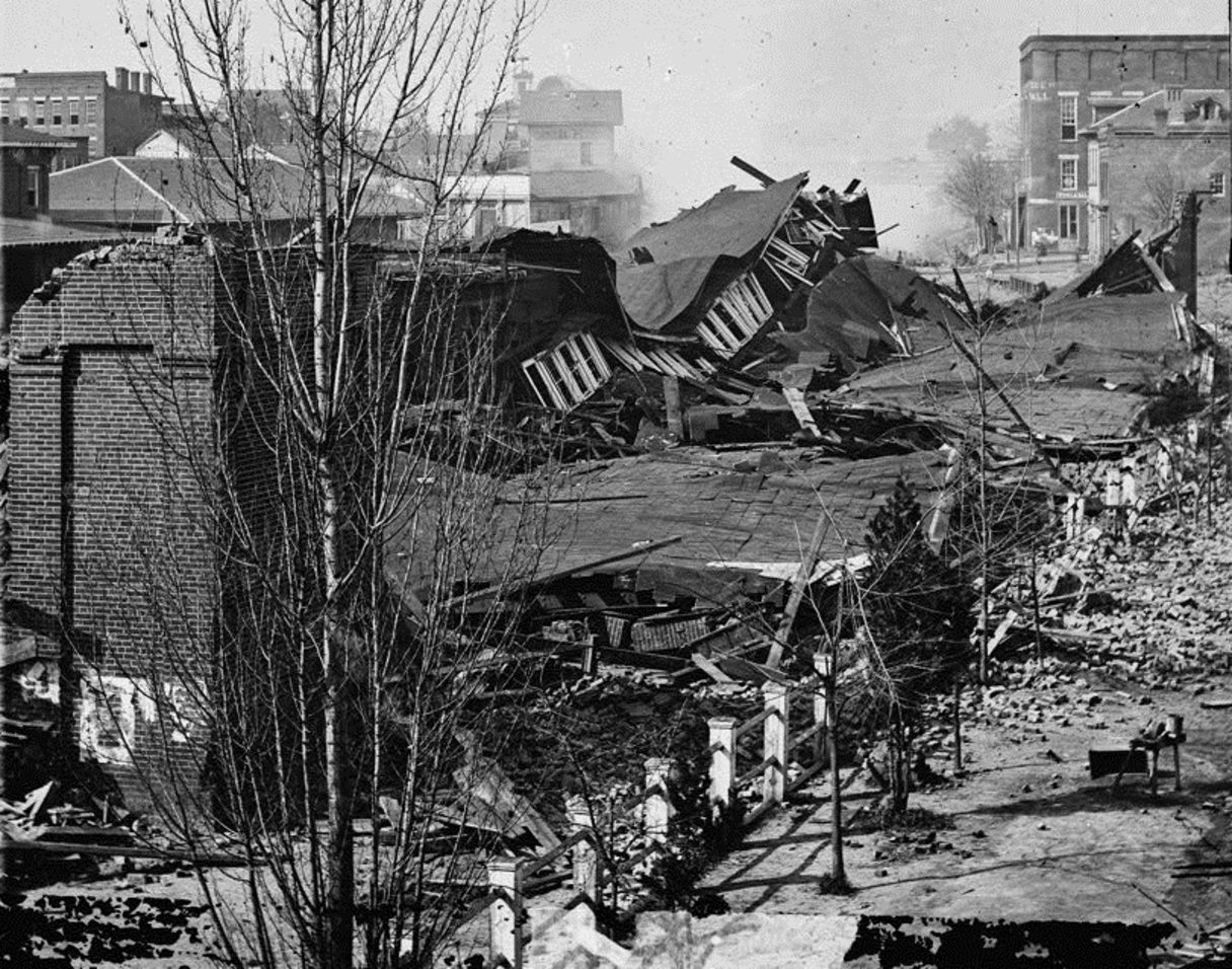 Ruins of Atlanta's Union Deport after burning by Sherman, 1864